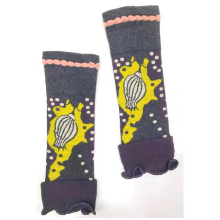 Mitaines Berthe aux Grands Pieds Fleurs d'hiver Pois