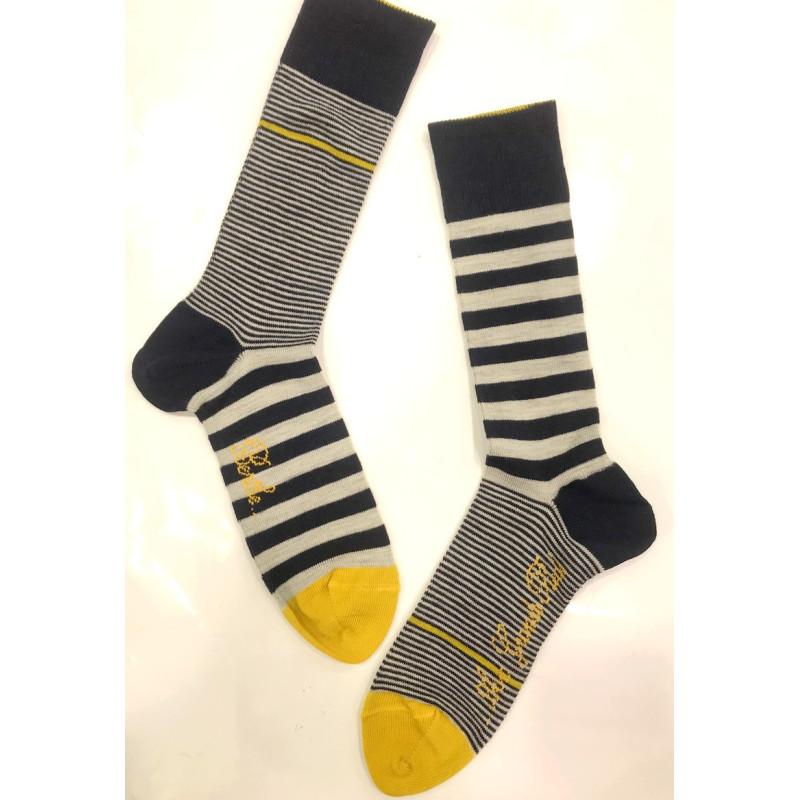 Chaussettes Berthe aux grands Pieds Hiver Homme Rayures asymétriques