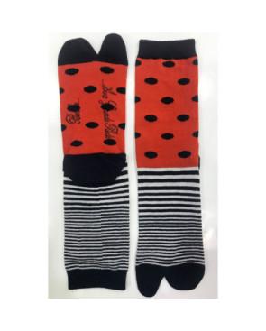 Chaussettes Tabis Berthe aux grands Pieds Pois et rayures Asymétrique