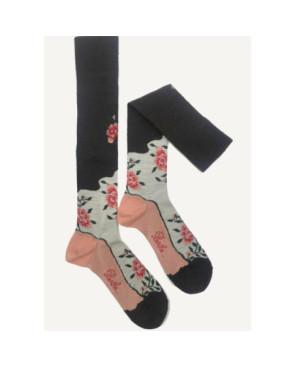  Mi-bas-berthe-aux-grands-pieds-laine-et-coton-fleurs-de-choco-détail