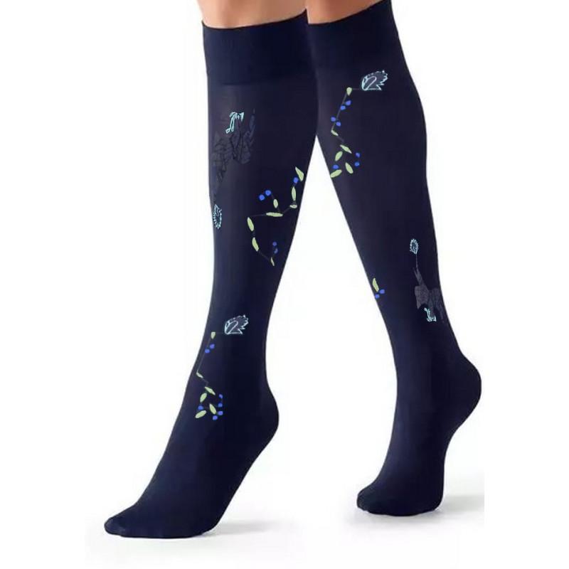 Mi bas Lycra Marine Berthe aux gands Pieds Oiseaux lyre