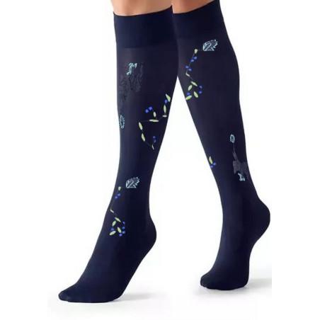 Mi bas Lycra Marine Berthe aux gands Pieds Oiseaux lyre