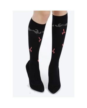 Mi bas noir Lycra Mouettes fushia BErthe aux grands pieds