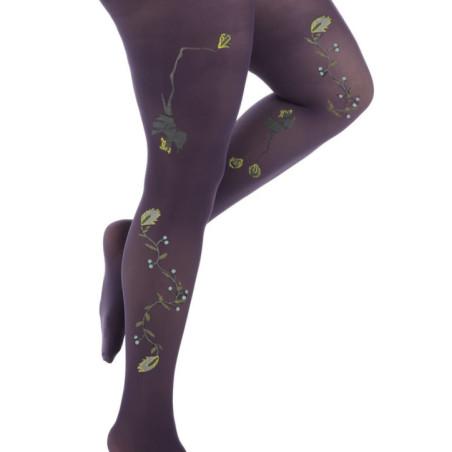 Collant Prune BErthe aux grands Pieds Oiseaux lyre