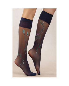 Mi-bas-berthe-aux-grands-pieds-lycra-marine-semi-opaque-oiseaux-marrons-fleuris-rose