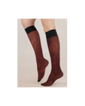 Mi bas Fin Rosace Fleuri rouge Berthe aux grands Pieds