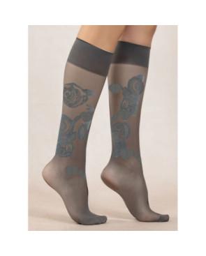 Mi-bas-berthe-aux-grands-pieds-lycra-kAKI-semi-opaque-fleurs-géométrique