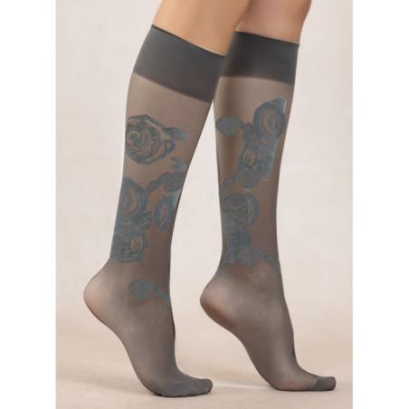 Mi-bas-berthe-aux-grands-pieds-lycra-kAKI-semi-opaque-fleurs-géométrique