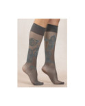 Mi bas Fin Rosace Fleuri Kaki Berthe aux grands Pieds