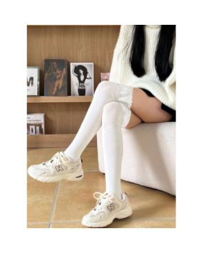 Chaussettes hautes coton et dentelle tendance