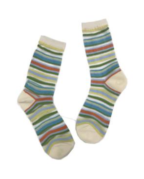Chaussettes Multi rayures coton fines Corde