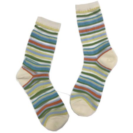 Chaussettes Multi rayures coton fines Corde