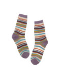 Chaussettes Multi rayures coton fines lilas
