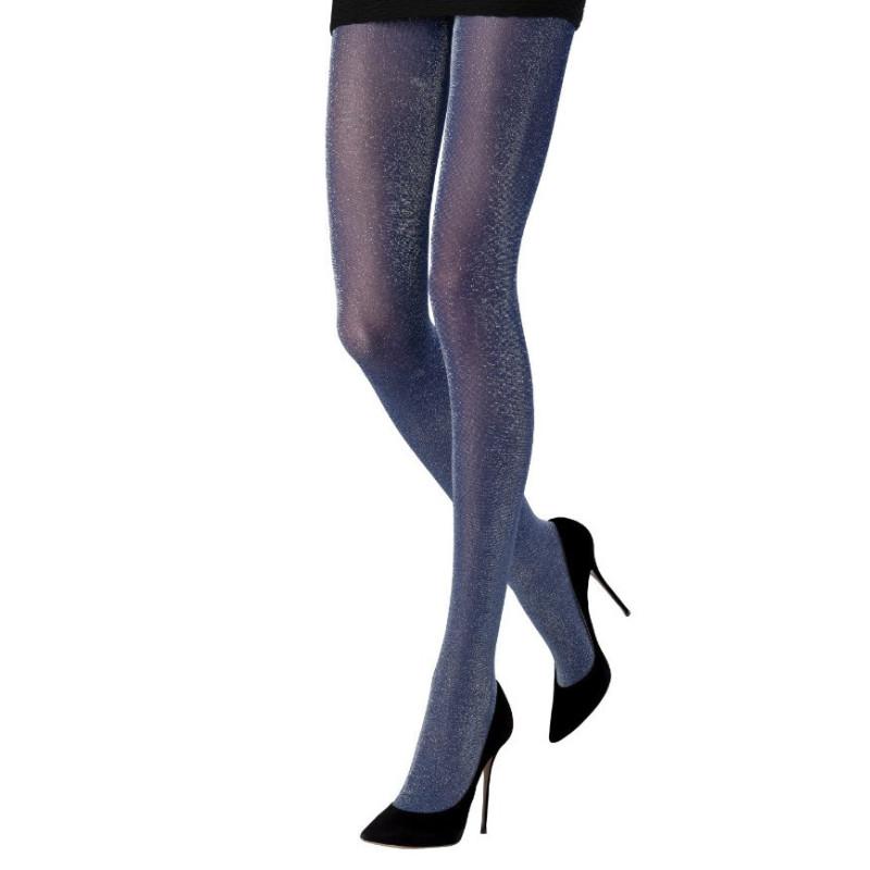 Collant Lurex Bleu Emilio Cavallini Metallic