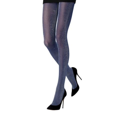 Collant bleu métallic lurex Emilio Cavallini