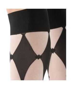  MI-BAS-lycra-losange-tendance-noir-et-blanc-détail
