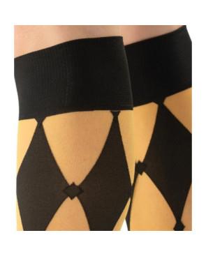  MI-BAS-lycra-losange-tendance-noir-et-jaune-détail