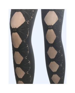 Mi bas asymétrique Pois et Cubes Prune lycra