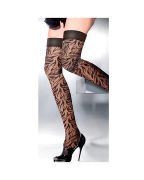 Mi bas asymétrique Pois et Cubes Prune lycra 2