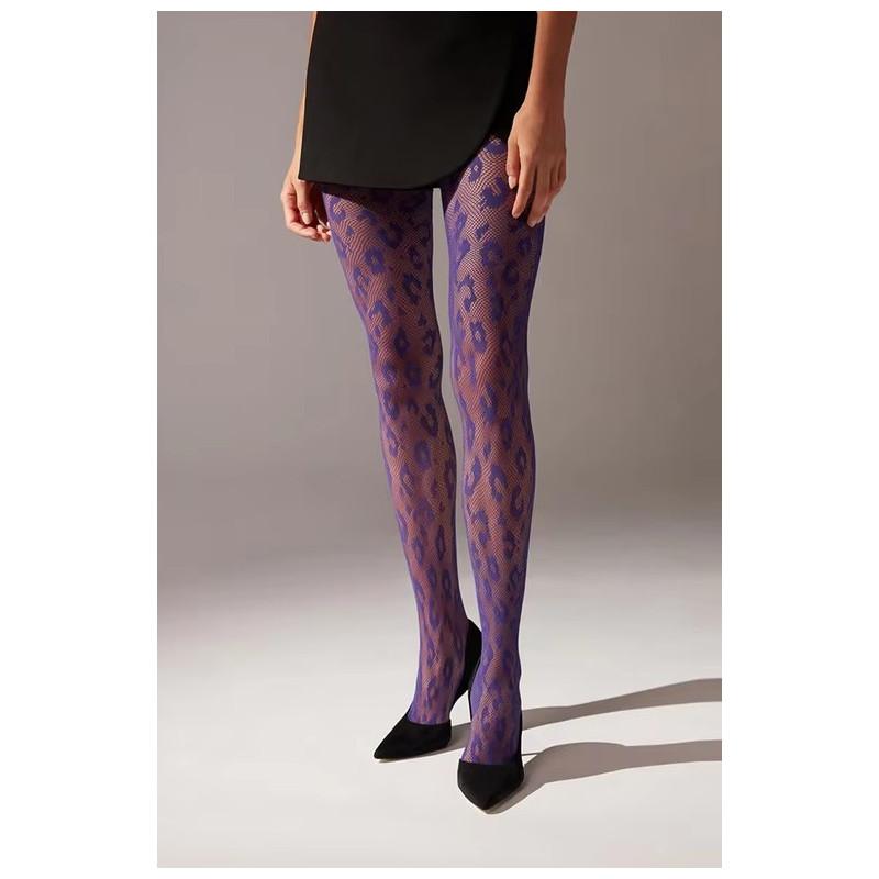 Collant Resille Léopard Léopard violet tendance