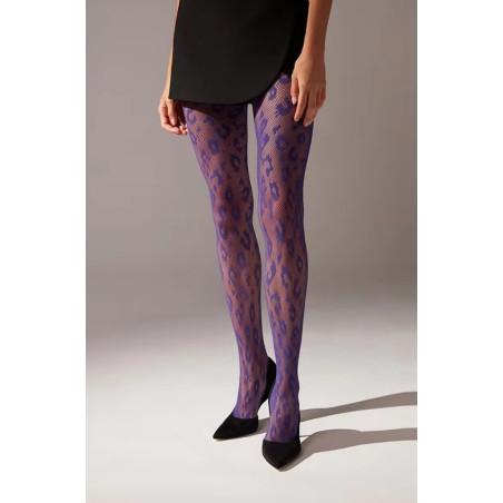 Collant Resille Léopard Léopard violet tendance