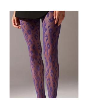 Collant Resille Léopard Léopard violet tendance