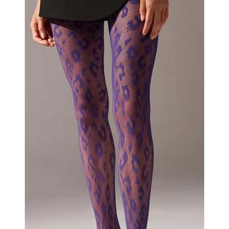 Collant Resille Léopard Léopard violet tendance