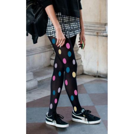 collant-gros-pois-opaque-noire
