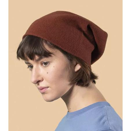 Bonnet-pure-Laine-feutre-Kopka-brun-oranger