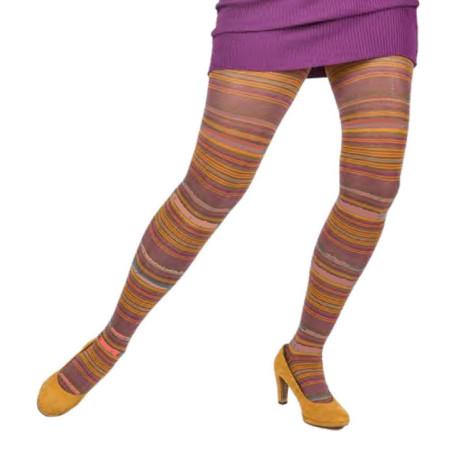 Collant-hiver-Cronert-coton-bio-multi-rayures-fine-rouge-roses