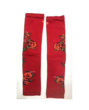 Mitanes-manchons-hiver-Cronert-coton-bio-rouges-Bouquets-plumetis-cerise