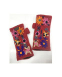 Mitaines Grosse Laine Fleurs tricotés Cronert
