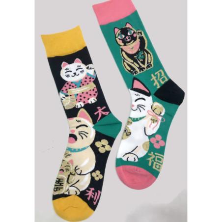 Chaussettes Ludique Chats Bouddhas asymétriques