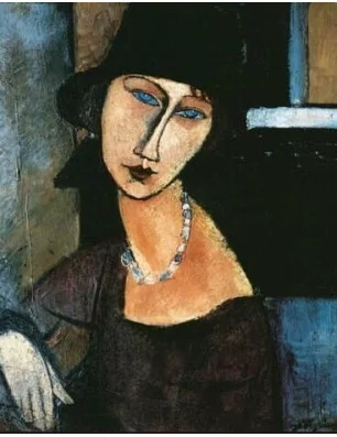 Tableau-PORTRAIT-La-femme-au-chapeau-Modigliani-Jeanne-Hebuterne