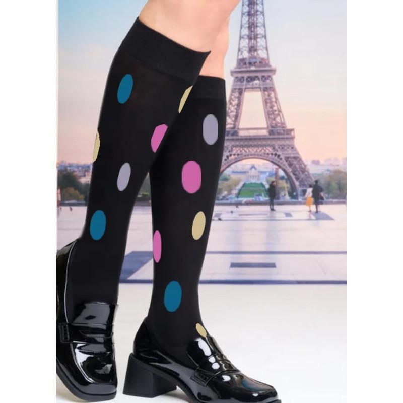 Mi bas noir à Gros Pois opaque Voila