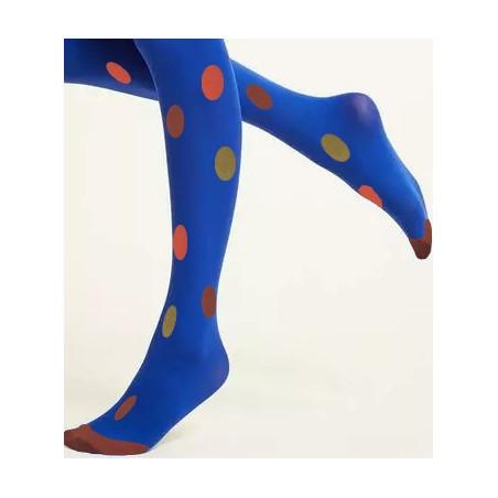 Mi-bas-opaque-bleu-klein-pois-de-couleurs-profil