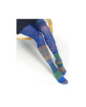 Collant Veloutes et rayures asymétrique Bleu