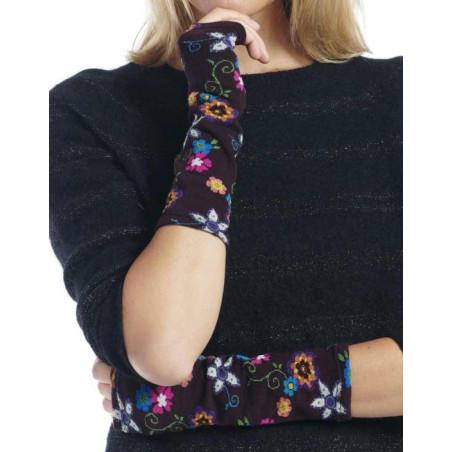 Mitaines manchons Bouquet Veloute fleur Bordeaux Dub et Drino