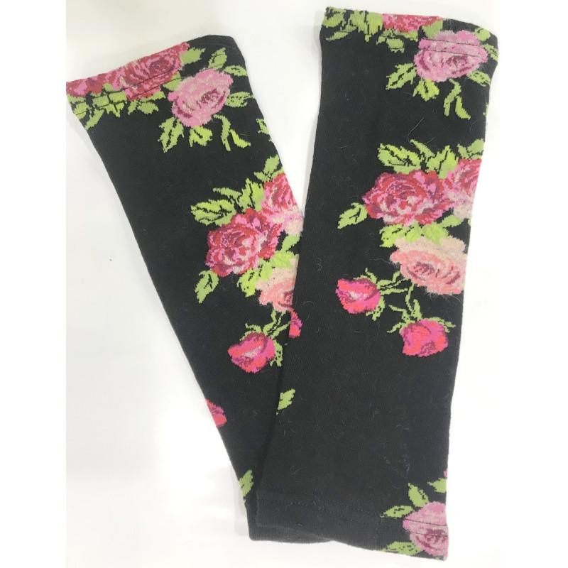Mitaines Manchons noirs Bouquet de Roses Fil de Jour