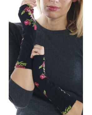 Mitaines Manchons noirs Bouquet de Roses Fil de Jour