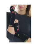 Mitaines Manchons noirs Bouquet de Roses Fil de Jour