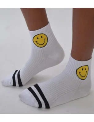 Chaussettes Smiley Sport blanche