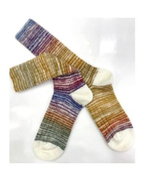 Chaussettes-Ciocca-1912-laine-mohair-brun-rose-bleu