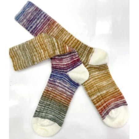 Chaussettes-Ciocca-1912-laine-mohair-brun-rose-bleu