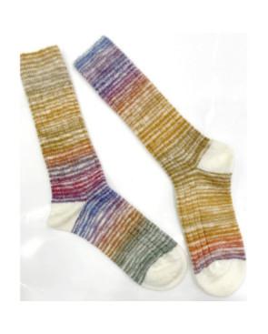  Chaussettes-Ciocca-1912-laine-mohair-brun-rose-bleu-plat