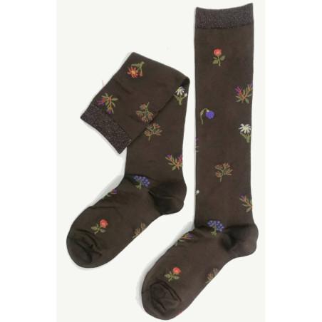 Mi bas Soyeux Jolies Fleurs Chics