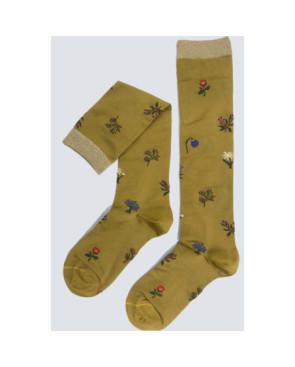 Mi-bas-Ciocca-1912-soyeux-viscose-fleuris-moutarde