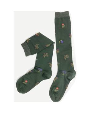 Mi-bas-Ciocca-1912-soyeux-viscose-fleuris-vertes