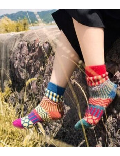 chaussettes laine patchwork pois rayures