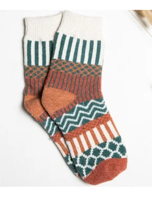 chaussettes laine patchwork pois rayures